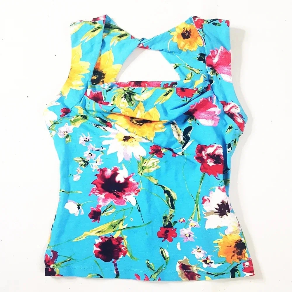 Vintage Joseph ribkoff Summer fit Floral blouse sz S